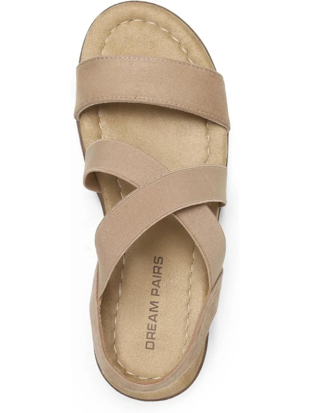 Dream Pairs Women's Nude Open Toe Ankle Strap Faux Suede Low Wedge Sandals